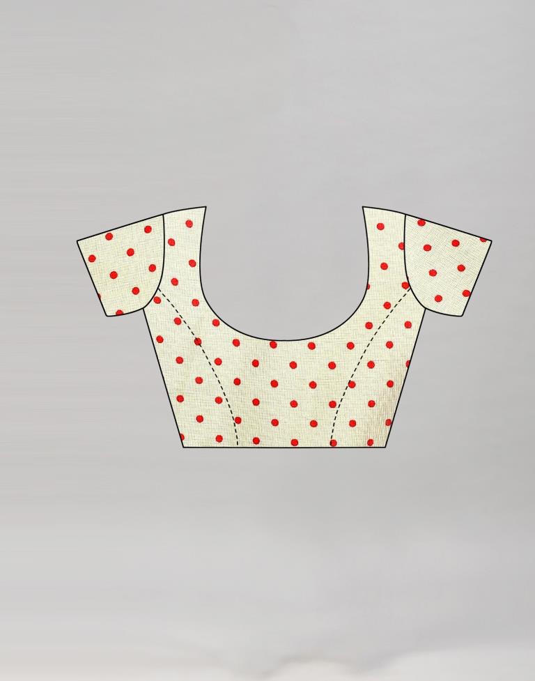 Light Cream Coloured Poly Jute Floral Printed Saree | Sudathi