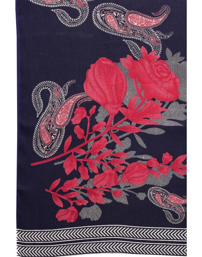 Navy Blue Coloured Poly Jute Floral Printed Casual saree | Sudathi