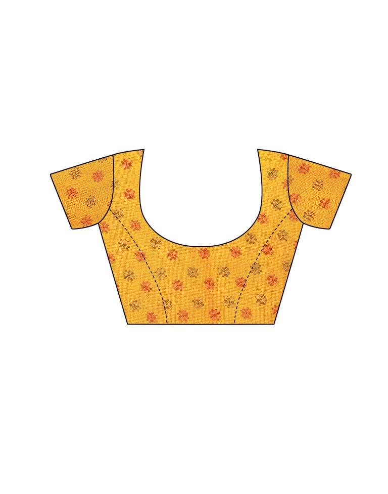 Turmeric Yellow Coloured Poly Jute Floral Printed Casual saree | Sudathi
