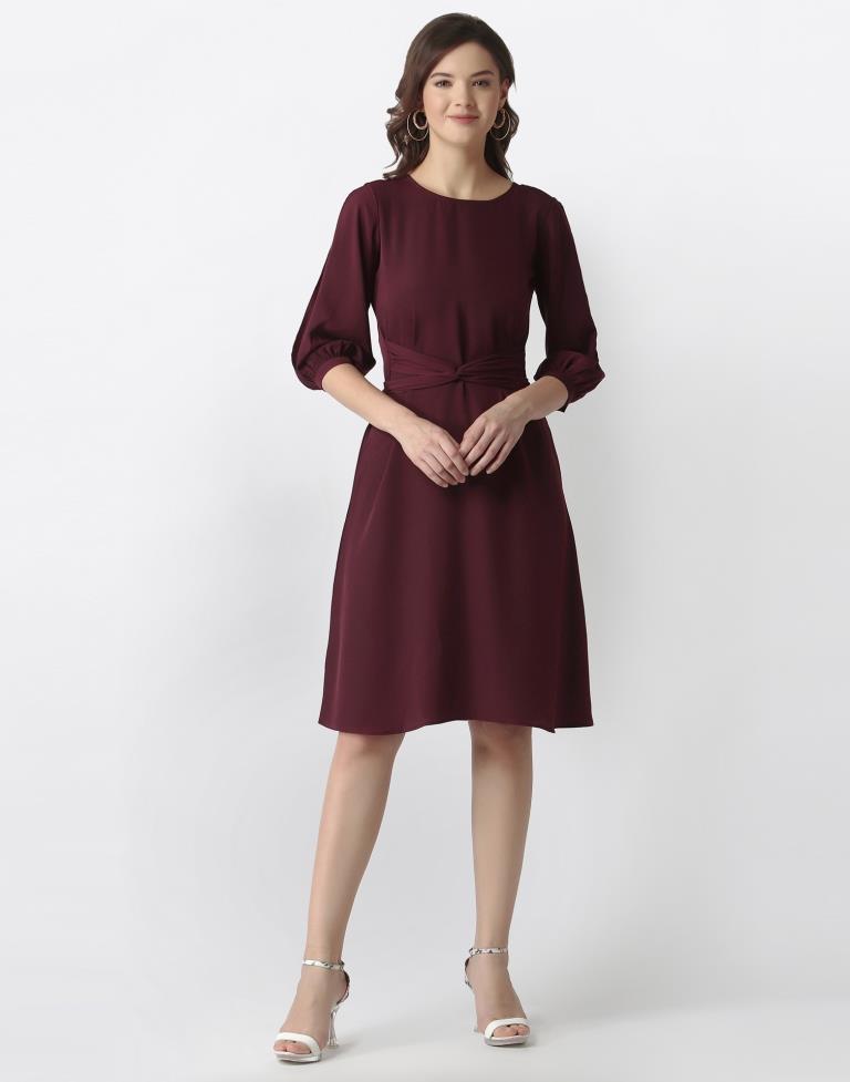 Wine Coloured Lycra Dyed Dress | Sudathi