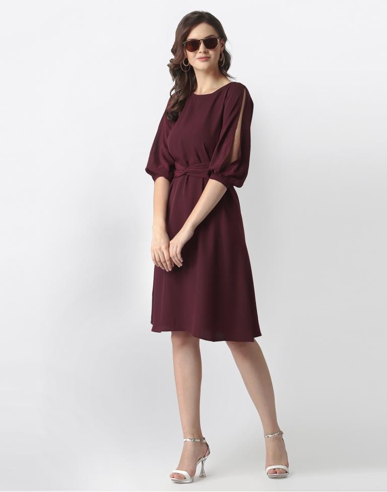 Wine Coloured Lycra Dyed Dress | Sudathi