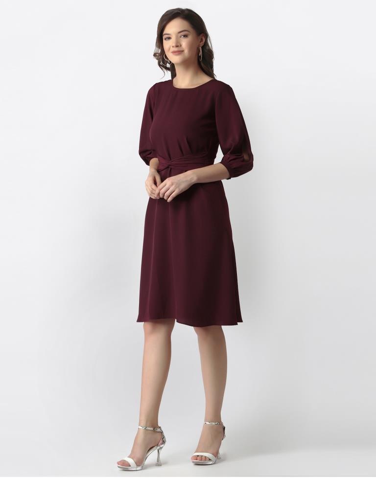 Wine Coloured Lycra Dyed Dress | Sudathi