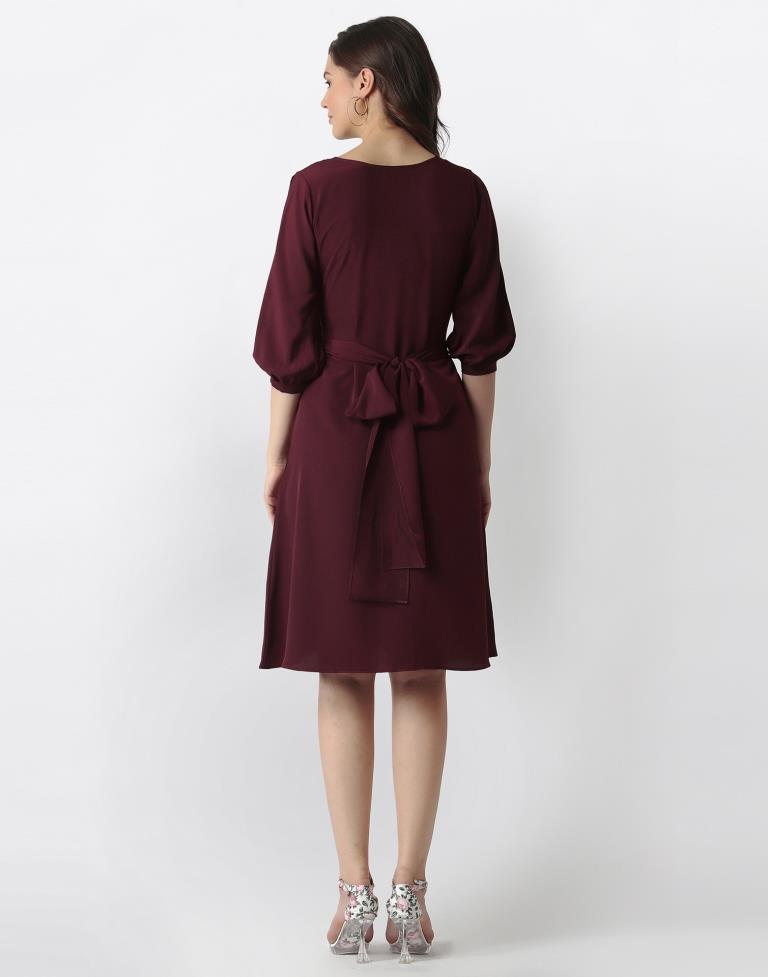 Wine Coloured Lycra Dyed Dress | Sudathi