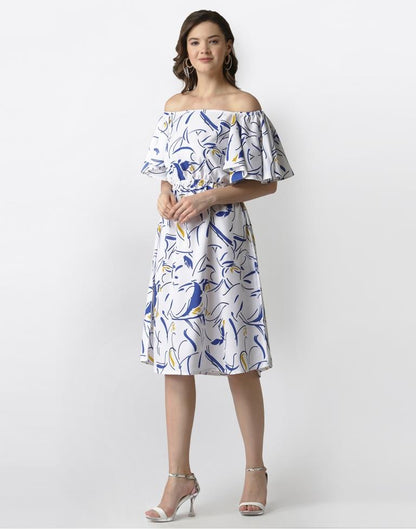 White Coloured Crepe Printed Dress | Sudathi