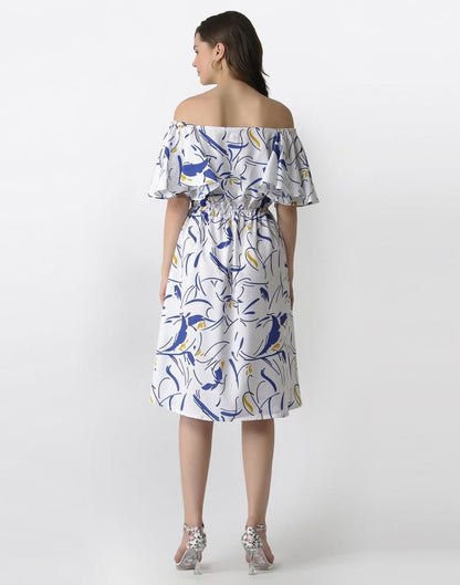 White Coloured Crepe Printed Dress | Sudathi