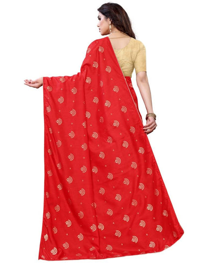 Divine Red Silk Foil Printed Saree | Sudathi