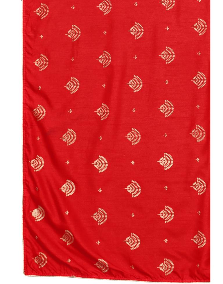 Divine Red Silk Foil Printed Saree | Sudathi