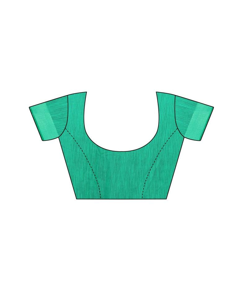 Green Coloured Poly Cotton Bird Printed Printed Casual saree | Sudathi