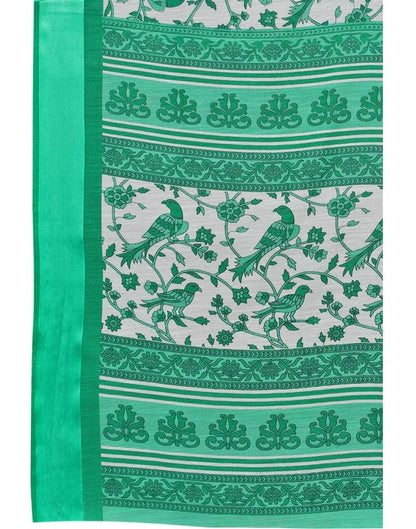 Green Coloured Poly Cotton Bird Printed Printed Casual saree | Sudathi