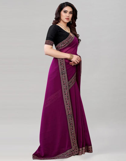 Wine Plain Georgette Saree