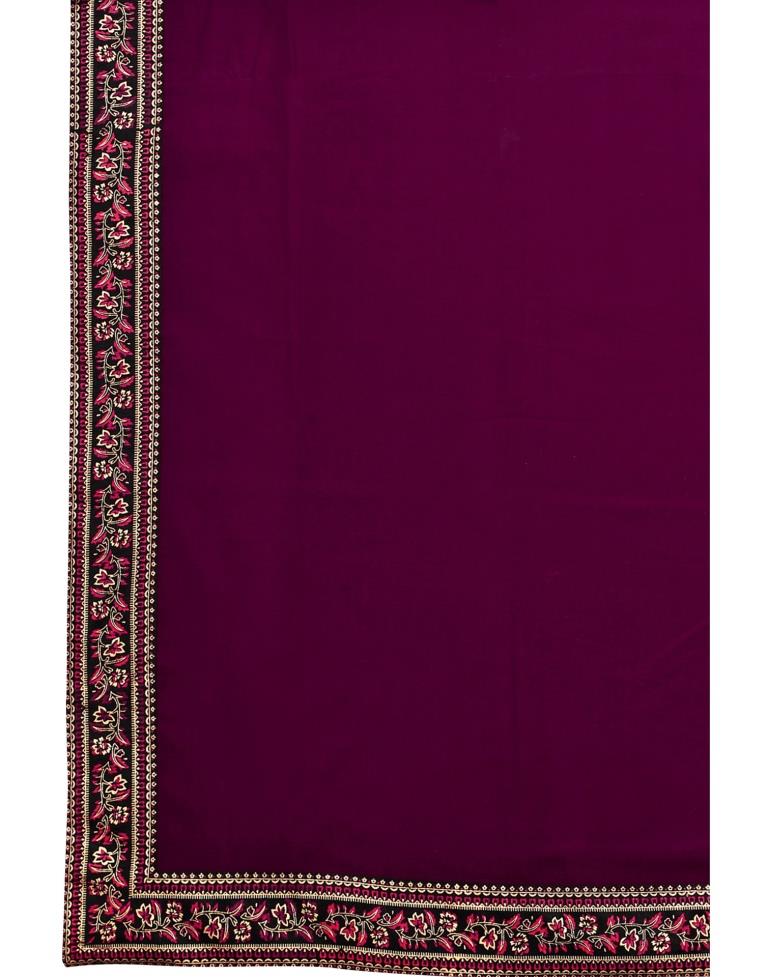 Wine Plain Georgette Saree