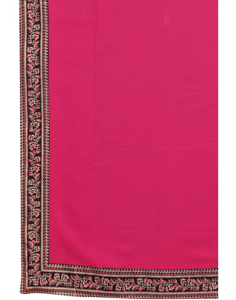 Hot Pink Coloured Georgette Plain Casual saree | Sudathi