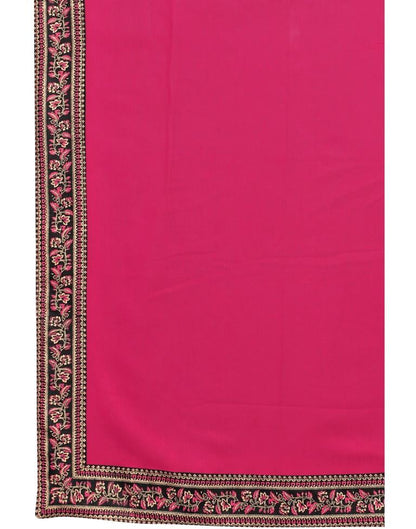 Hot Pink Coloured Georgette Plain Casual saree | Sudathi