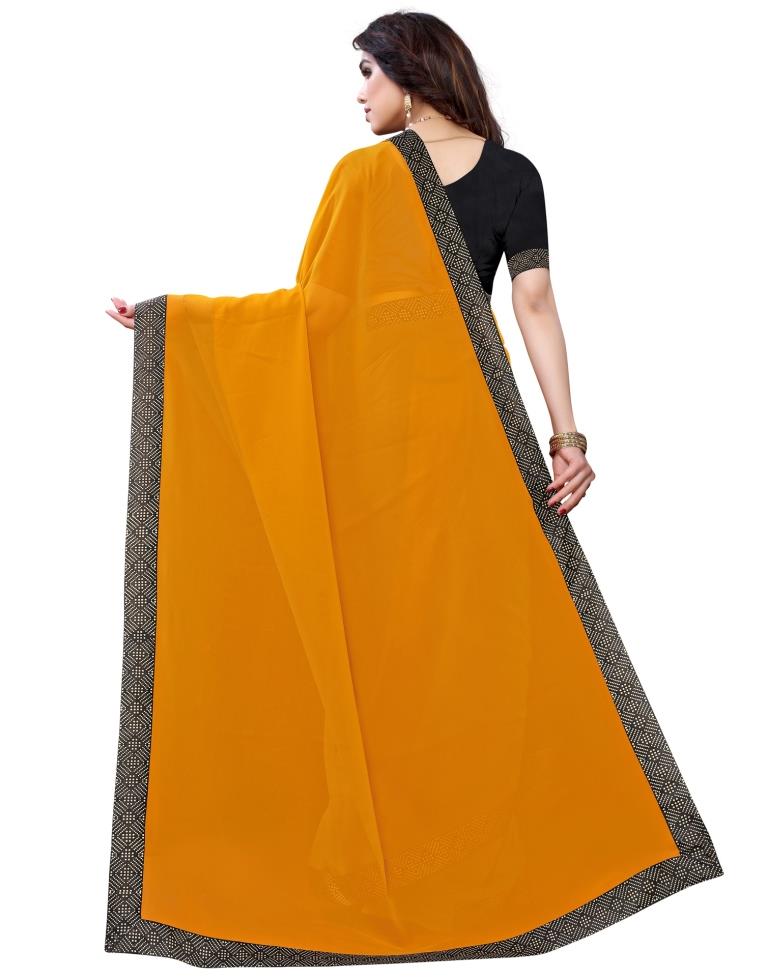 Mustard Yellow Coloured Georgette Plain Casual saree | Sudathi