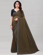 Peanut Brown Coloured Georgette Plain Saree | Sudathi