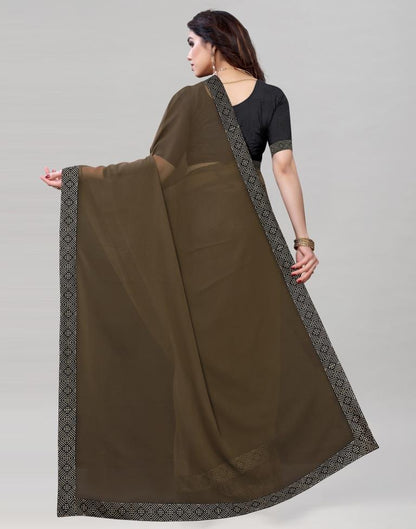 Peanut Brown Coloured Georgette Plain Saree | Sudathi