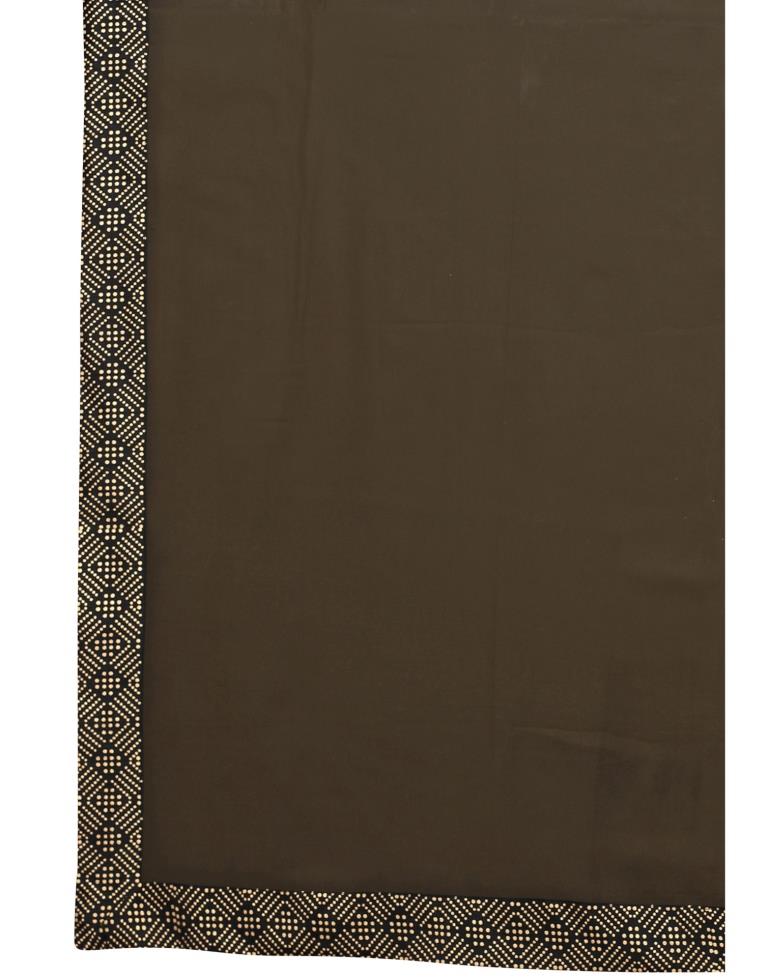 Peanut Brown Coloured Georgette Plain Saree | Sudathi