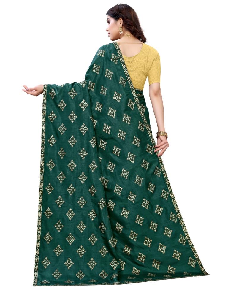 Green Coloured Poly Silk Foil Printed Casual saree | Sudathi