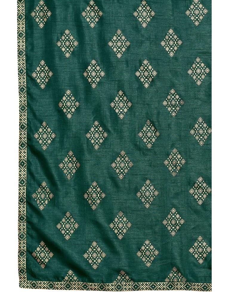 Green Coloured Poly Silk Foil Printed Casual saree | Sudathi