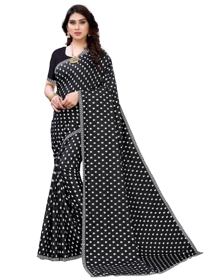 Black Coloured Poly Silk Printed Casual saree | Sudathi