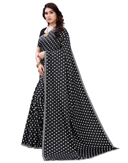 Black Coloured Poly Silk Printed Casual saree | Sudathi