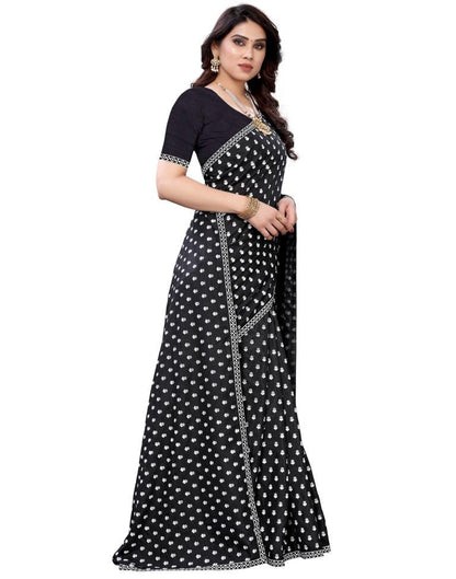 Black Coloured Poly Silk Printed Casual saree | Sudathi