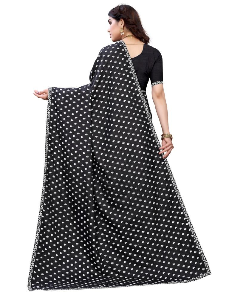 Black Coloured Poly Silk Printed Casual saree | Sudathi