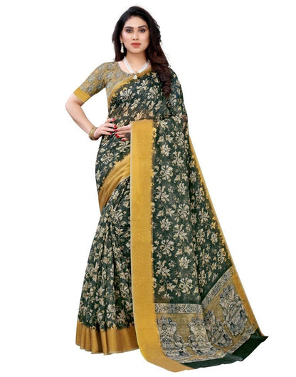 Grey Cotton Printed Saree | Sudathi