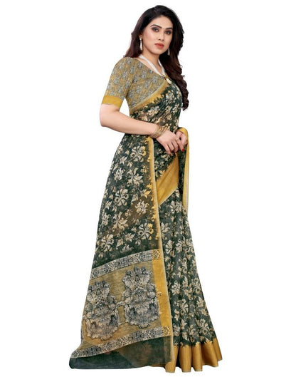 Grey Cotton Printed Saree | Sudathi