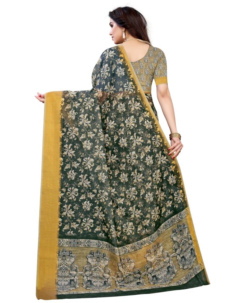 Grey Cotton Printed Saree | Sudathi