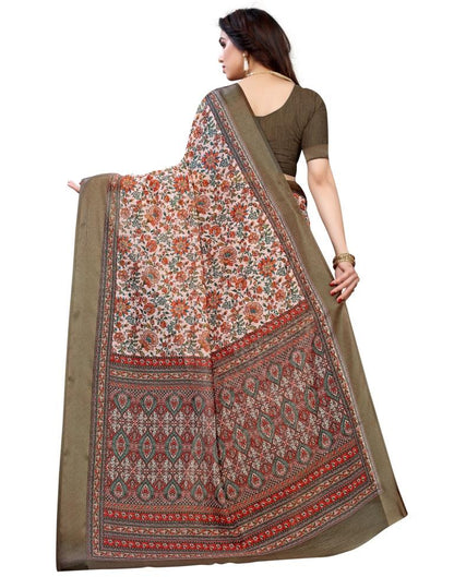 Peach Cotton Printed Saree | Sudathi