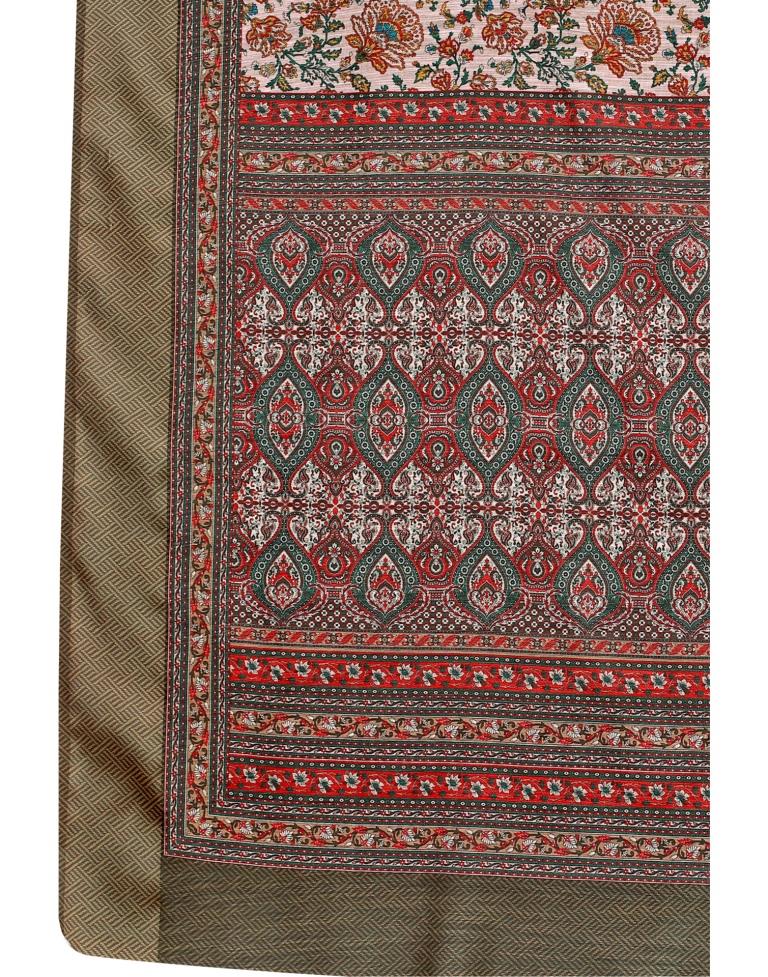 Peach Cotton Printed Saree | Sudathi