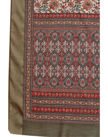 Peach Cotton Printed Saree | Sudathi