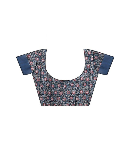 Blue Cotton Printed Saree | Sudathi