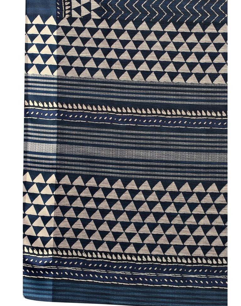 Blue Cotton Printed Saree | Sudathi