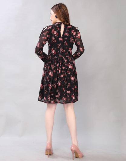 Black Flare Printed Dress | Leemboodi