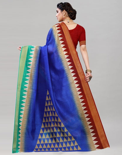 Blue Cotton Printed Saree | Sudathi