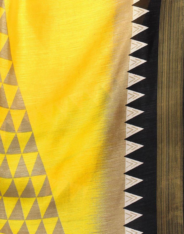 Enticing Yellow Cotton Printed Saree | Sudathi