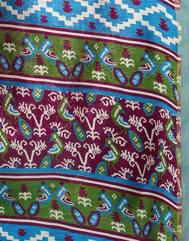 Wine Coloured Poly Cotton Patola Printed Casual saree | Sudathi