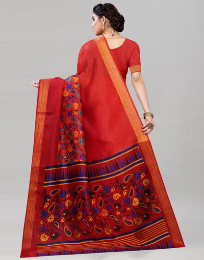 Red Cotton Printed Saree | Sudathi