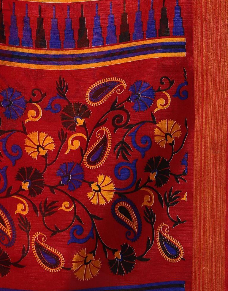 Red Cotton Printed Saree | Sudathi