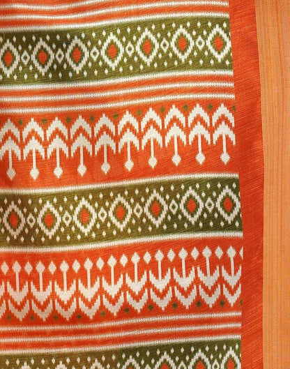 Olive Green Cotton Printed Saree | Sudathi