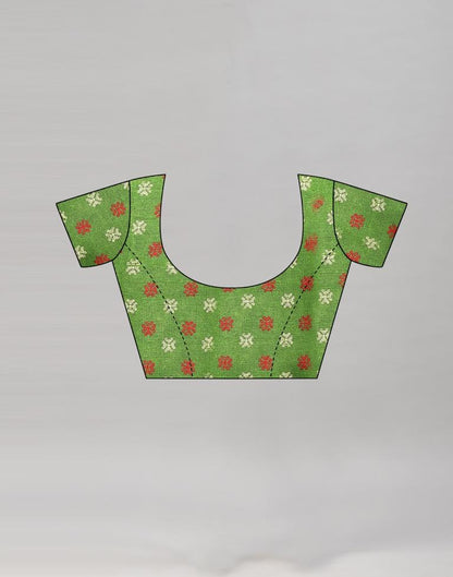 Green Jute Printed Saree | Sudathi