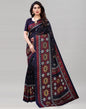 Navy Blue Jute Printed Saree | Sudathi
