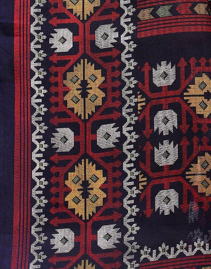 Navy Blue Jute Printed Saree | Sudathi