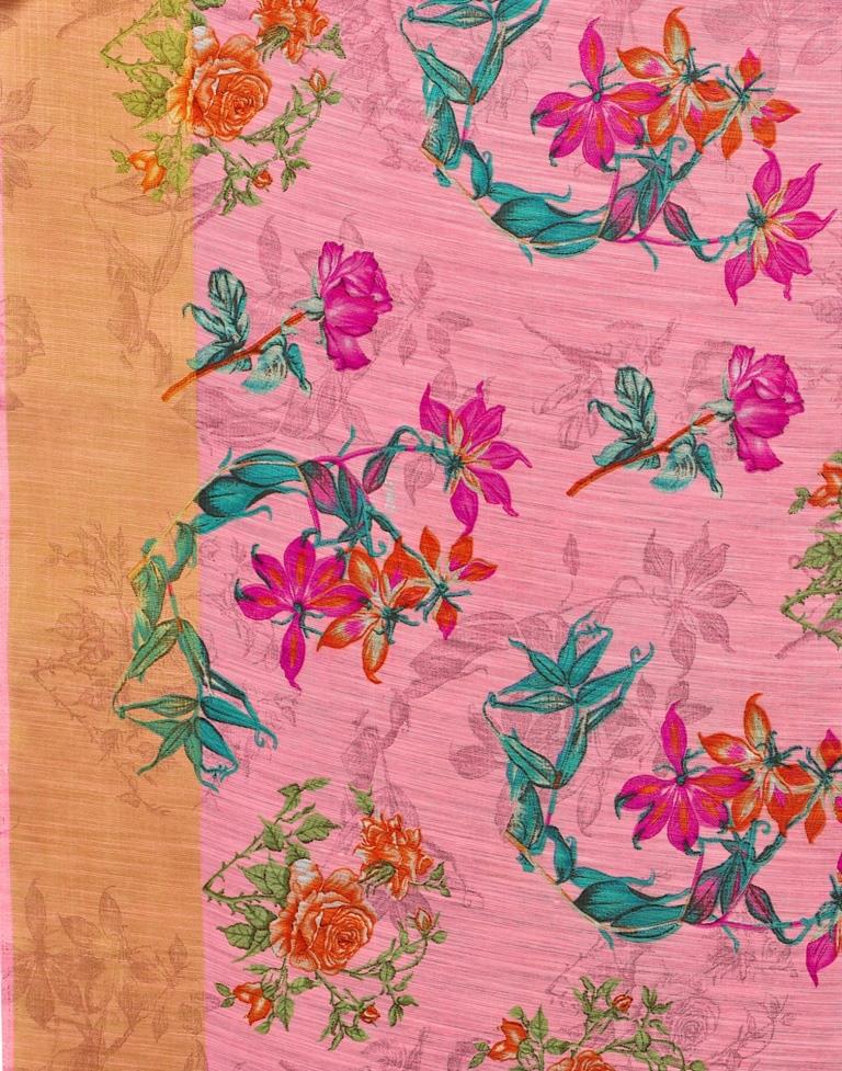 Pink Cotton Printed Saree | Sudathi