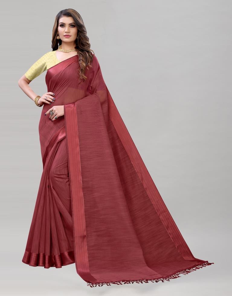 Rose Wood Cotton Saree | Sudathi