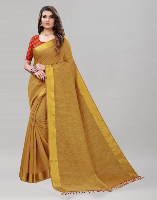 Golden Orange Cotton Saree | Sudathi