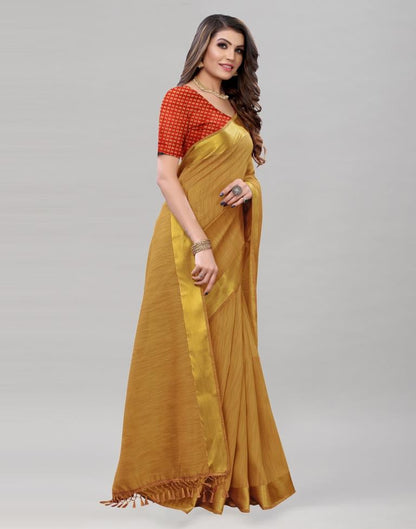 Golden Orange Cotton Saree | Sudathi