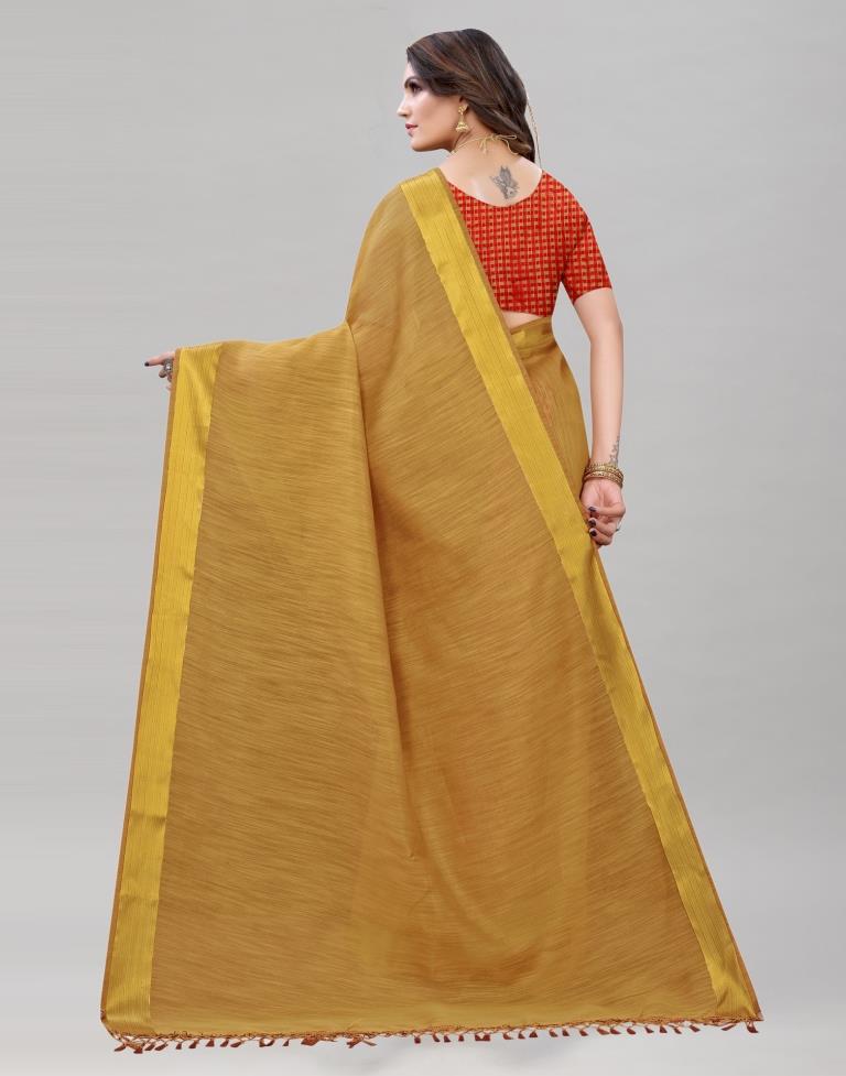 Golden Orange Cotton Saree | Sudathi